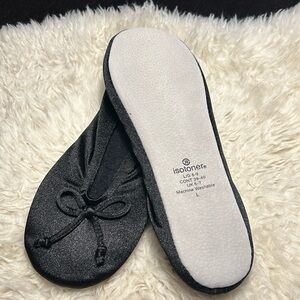 Isotoner slippers. Black satin. Size L. Women’s. Never worn.
